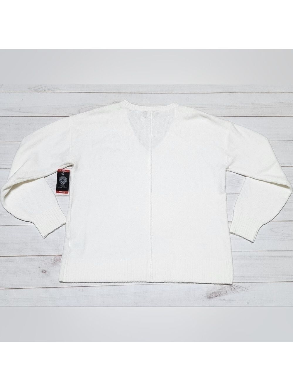 Vince Camuto Antique White Oversized V-Neck Long Sleeve Sweater XS -New With Tag - Picture 3 of 6